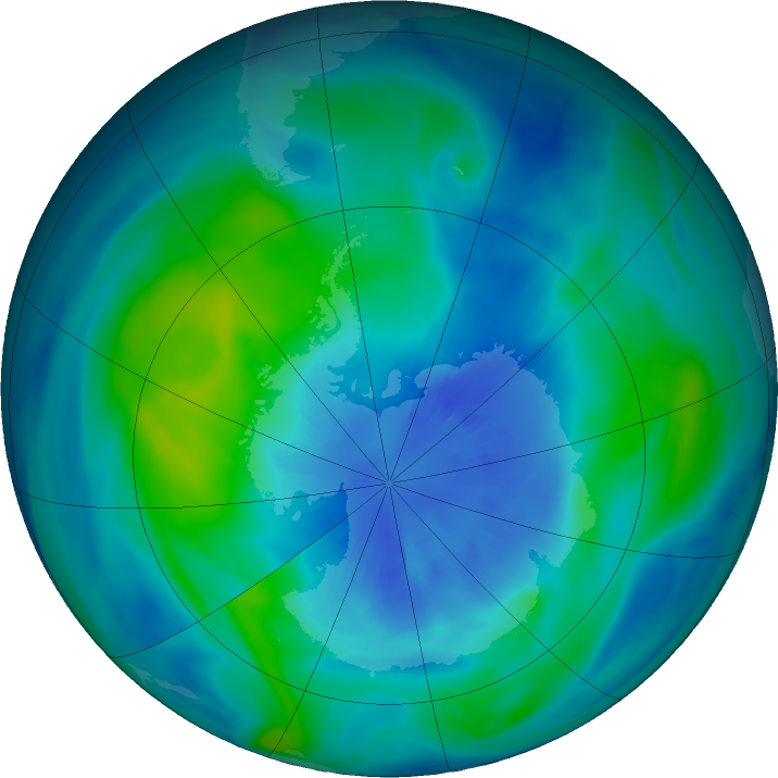 Antarctic ozone map for 26 March 2018